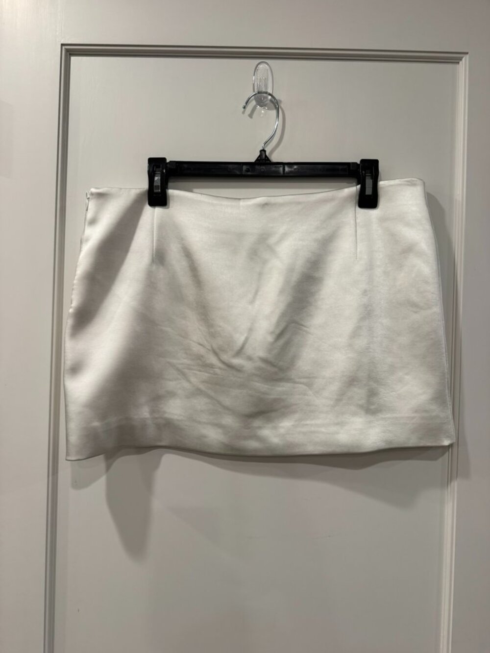 Zara White Satin Mini Skirt - Women's Large